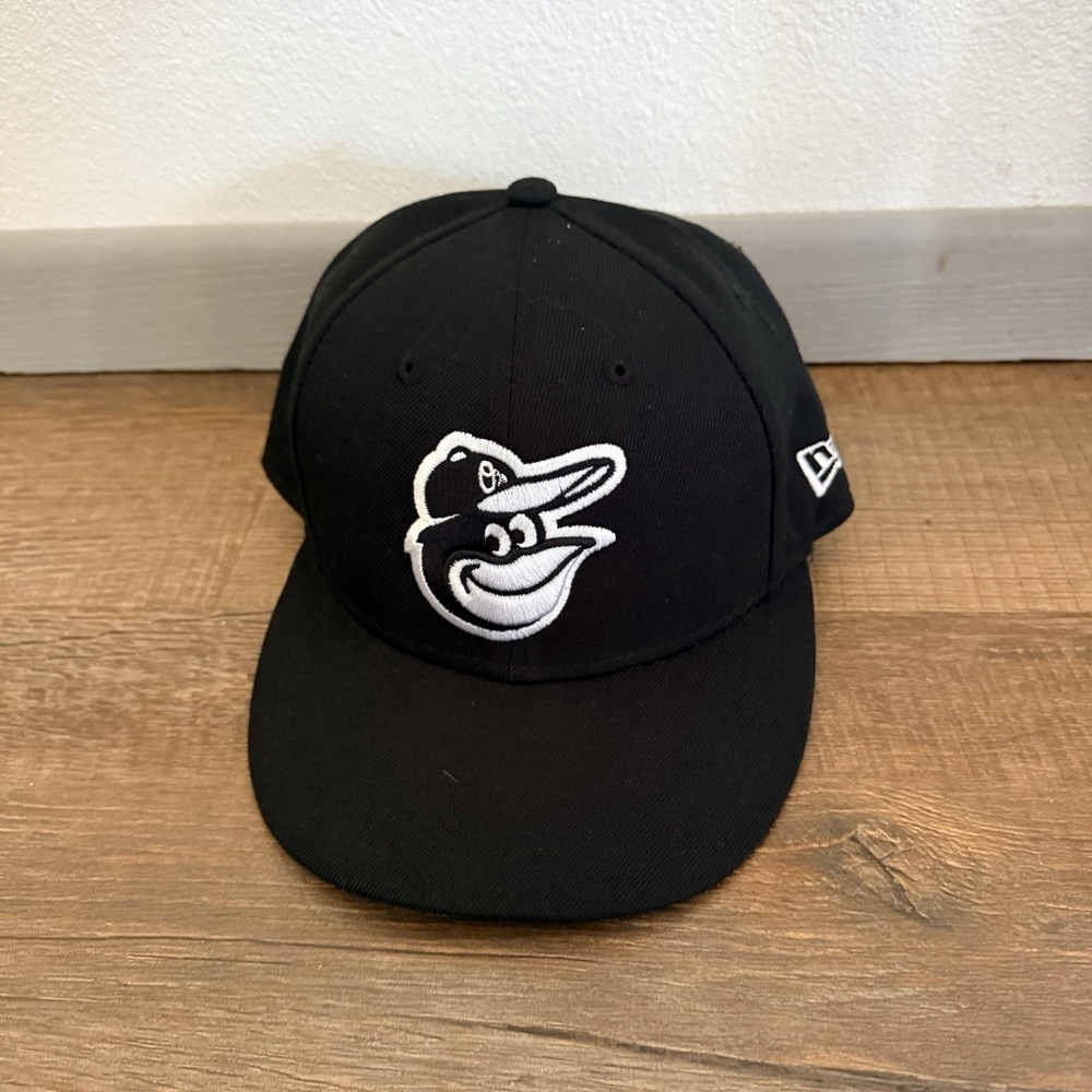 Baltimore Orioles New Era 59FIFTY Fitted Hat Black White Size 7 1/8 MLB